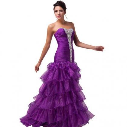 evening karin gowns grace ball dresses formal voile layers prom purple dress festa vestido