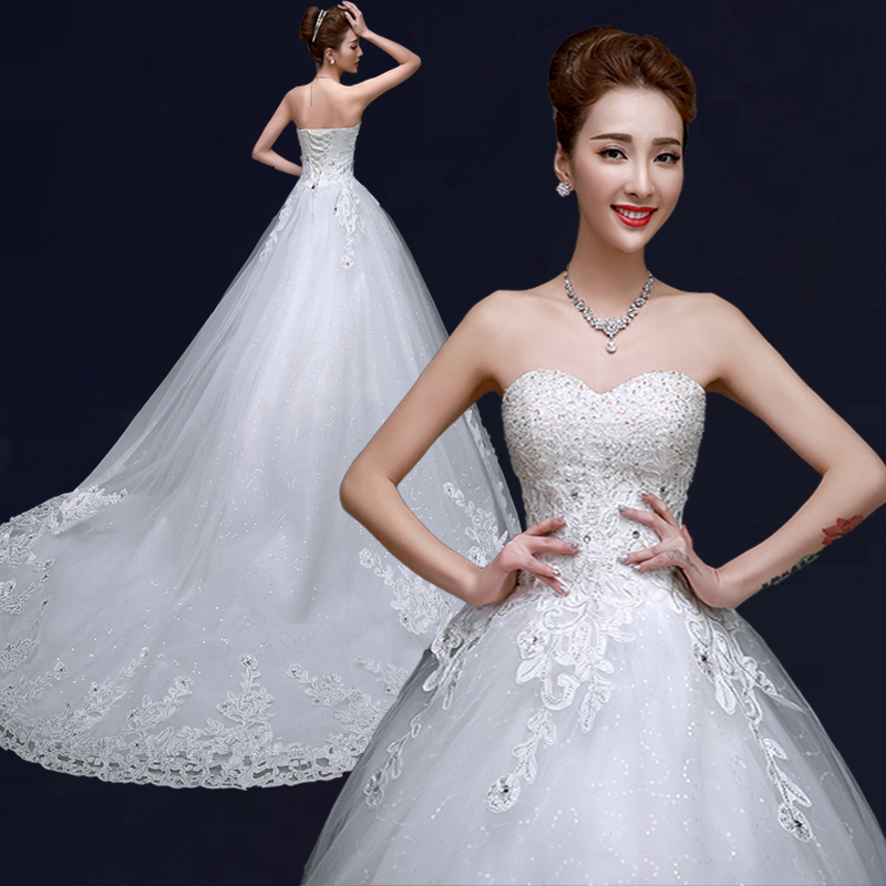 High Quality Luxury Sweetheart Style Wedding Dress Bridal Gown Long High Quality Luxury Sweetheart Style Wedding Dress Bridal Gown Long Tail Halter Sweep Surface Train