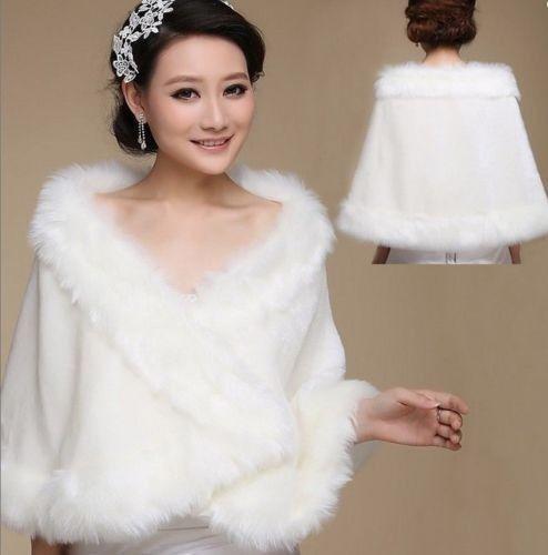 Ivory/white Faux Fur Wedding Shawl Wrap Shrug Shawl Bolero Coat Jacket ...